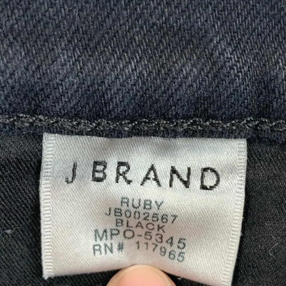 J BRAND Black Jeans Womens sz 28 Ruby Frayed Hem Fringe Western Festival Stretch